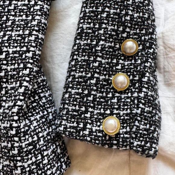 Nanette leopore Tweed double breasted blazer sz 4 coquette feminine academia - Picture 2 of 8